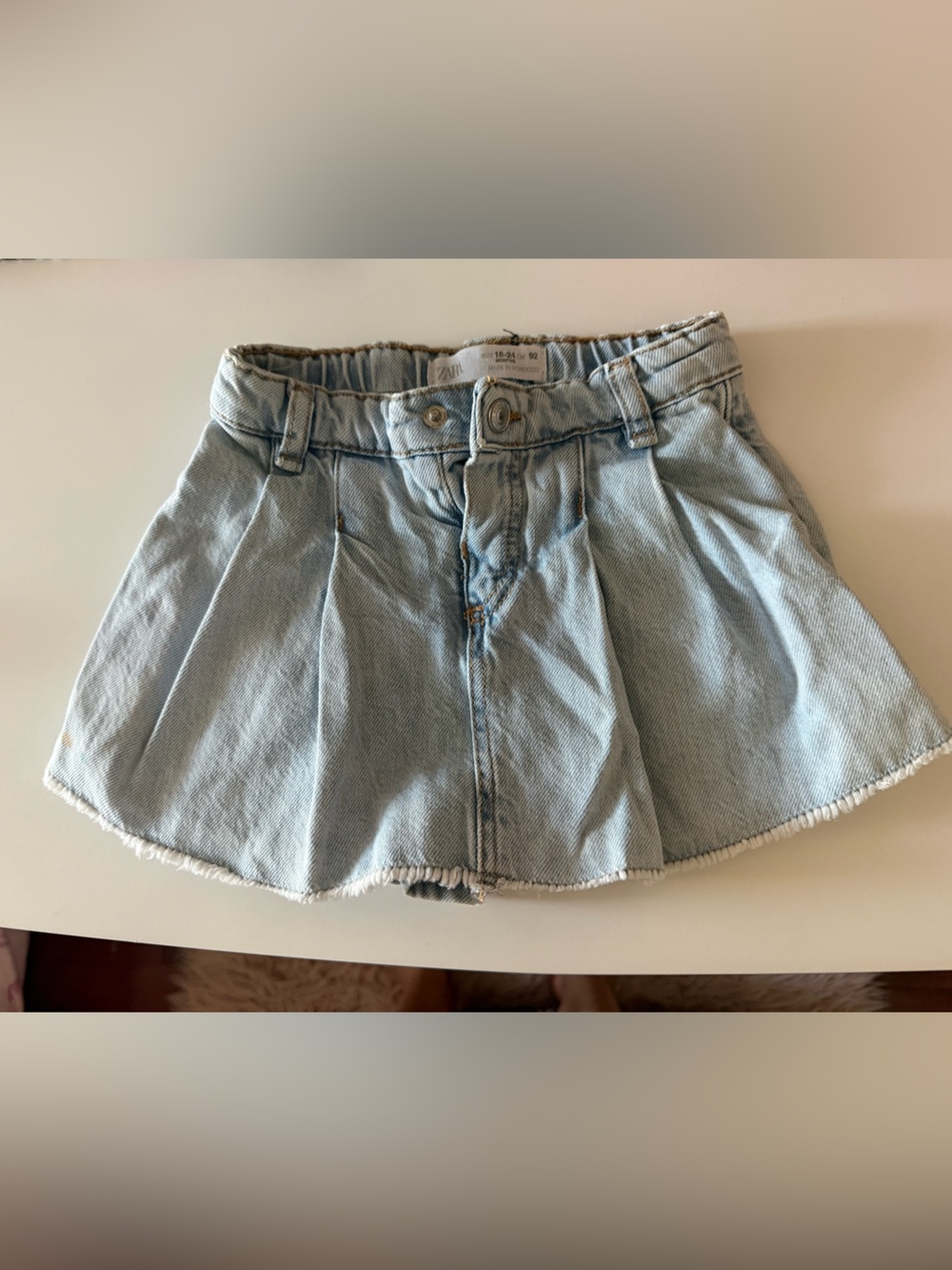 Zara Light Blue Denim Baby Skort with Button Detail